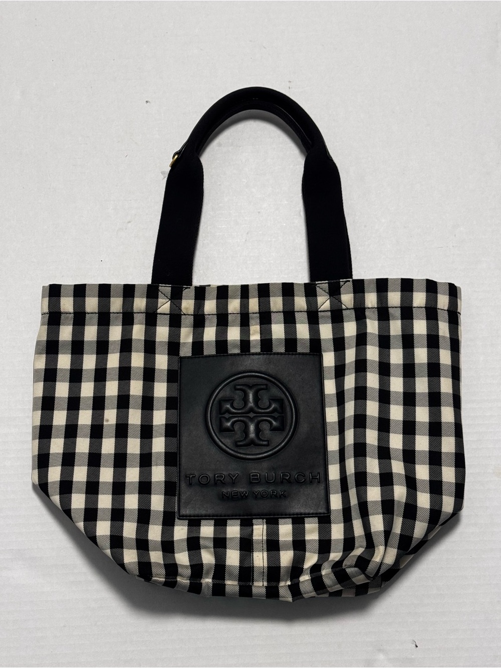 Tory Burch Piper Black & White Gingham Tote - Picture 3 of 16